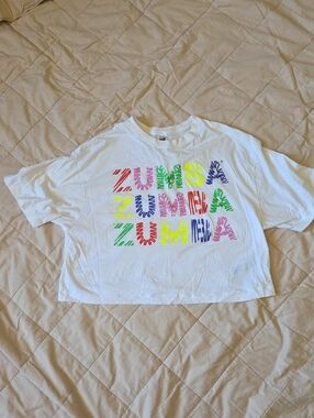 Zumba Fitness White Tee with Black WEAR Graphic